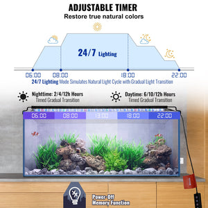 Aquarium Light 26W | Full Spectrum LED Fish Tank Light | 24/7 Mode with Timer & Adjustable Brightness | Fits 30"-36" Freshwater Planted Tanks