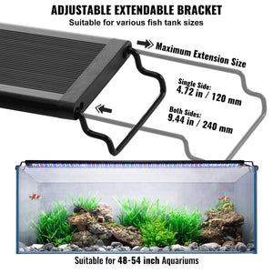 Aquarium Light 48W | Full Spectrum LED with Timer & Adjustable Brightness | Fits 48"-54" Planted Tanks