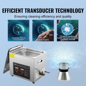 Ultrasonic Cleaner 10L | Digital Timer & Heated Tank | Stainless Steel Cleaning Machine for Jewellery, Glasses & Small Parts