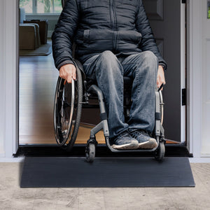Cuttable Rubber Threshold Ramp 3cm Rise | 90cm Wide | Non-Slip Natural Rubber Entry Ramp with Double-Sided Tape | For Wheelchairs & Robots