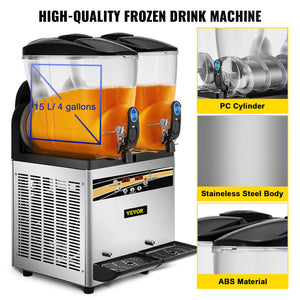 Slush Machine 2x15L | Commercial Frozen Drink & Margarita Maker