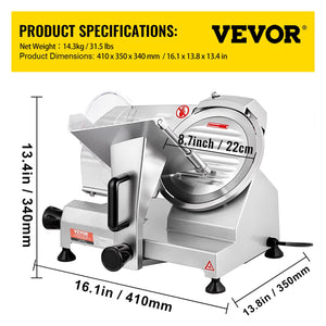 Commercial Meat Slicer 200W | 8" Carbon Steel Blade | Adjustable Thickness 0-12mm | For Home & Deli Use