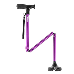Folding Walking Cane | 8-Level Adjustable Height with 4-Prong Base