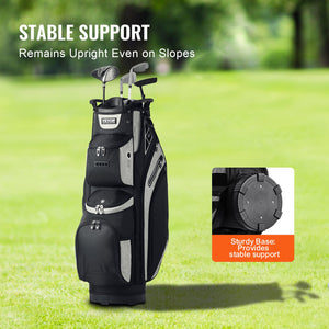 Golf Cart Bag 14-Way Divider | 13 Pockets | 600D Polyester | With Handles, Dust Cover & Detachable Straps | Black Colour-Block