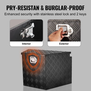 Trailer Tongue Box 29"x16.5"x18" | Aluminum Diamond Plate Tool Chest with Lock & Keys