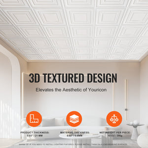 Ceiling Tiles | 12-Pack 24x24" PVC White Peg Pattern Panels