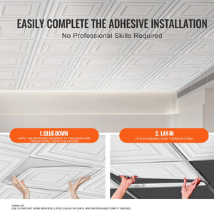 Ceiling Tiles | 12-Pack 24x24" PVC White Peg Pattern Panels