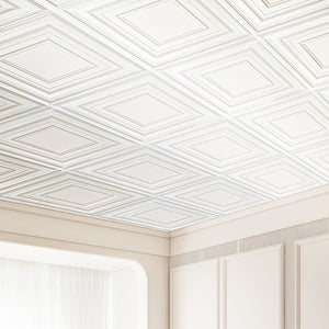 Ceiling Tiles | 12-Pack 24x24" PVC White Peg Pattern Panels