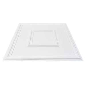 Ceiling Tiles 12-Pack | 24x24" PVC Glue-Up Panels | White Geometric
