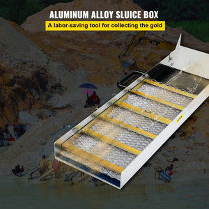 Aluminum Sluice Box 36" | Lightweight Gold Prospecting Box with Miner's Moss