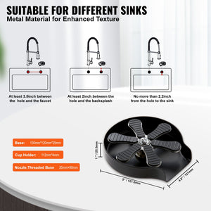 Glass Rinser | 10 Jet Rotating Cup Washer | 304 Stainless Steel Sink Accessory with Silicone Pad | For Baby Bottles, Glasses & Wine Glasses