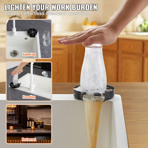 Glass Rinser | 10 Jet Rotating Cup Washer | 304 Stainless Steel Sink Accessory with Silicone Pad | For Baby Bottles, Glasses & Wine Glasses