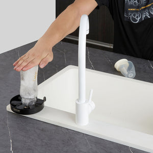 Glass Rinser | 10 Jet Rotating Cup Washer | 304 Stainless Steel Sink Accessory with Silicone Pad | For Baby Bottles, Glasses & Wine Glasses