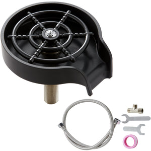 Glass Rinser | 10 Jet Rotating Cup Washer for Sink with ABS Cup Holder | For Baby Bottles, Glasses & Wine Glasses | Black Base