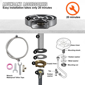 Glass Rinser | 10-Hole Rotating Cup Washer with ABS Holder