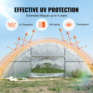 Greenhouse Film | 7.6x7.6m Clear Polyethylene 6 Mil | UV-Resistant Plastic Sheeting for Gardening & Agriculture