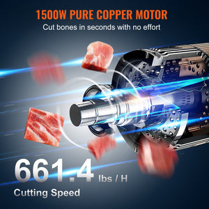 Commercial Meat Bandsaw 1500W | Stainless Steel Bone Saw | Adjustable 4mm-200mm Thickness | 6 Blades