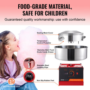 Cotton Candy Machine | 1000W Commercial Candy Floss Maker with Bowl & Scoop | Home & Party Use – Red