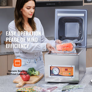 Chamber Vacuum Sealer | 260W Wet/Dry Food Vacuum Packing Machine | Compact 260mm Seal Bar for Home & Commercial Use