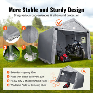 Storage Shelter | 7x12x7.36ft Portable Garage Shed with Zipper Door