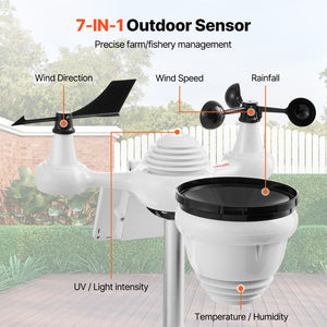 Wi-Fi Weather Station | 7-in-1 with 177.8mm TFT Display & Outdoor Wireless Sensor
