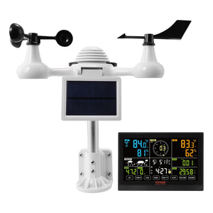 7-in-1 Wi-Fi Weather Station | 7.5" Colour Display | Solar-Powered Wireless Outdoor Sensor | Measures Temperature, Humidity, Wind & Rain with Alerts