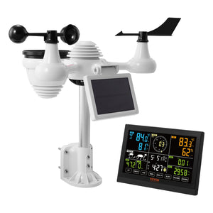 7-in-1 Wi-Fi Weather Station | 7.5" Colour Display | Solar-Powered Wireless Outdoor Sensor | Measures Temperature, Humidity, Wind & Rain with Alerts