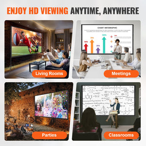 Projector Screen with Stand 150 Inch | 16:9 4K HD Wrinkle-Free Outdoor Movie Screen | Tripod Stand & Carry Bag Included