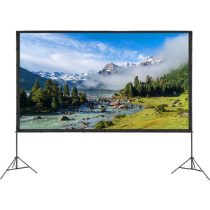 Projector Screen with Stand 150 Inch | 16:9 4K HD Wrinkle-Free Outdoor Movie Screen | Tripod Stand & Carry Bag Included