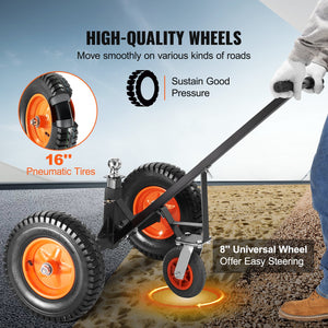 Adjustable Trailer Dolly | 1000lb Tongue Weight Capacity | 2" Ball, Pneumatic Tires, 19–26" Adjustable Height for RV, Boat, Trailer