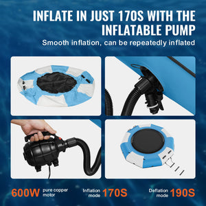 Inflatable Water Bouncer 10FT | Recreational Water Trampoline with Slide, Ladder & Pump | Floating Swim Platform for Pool, Lake & Water Sports