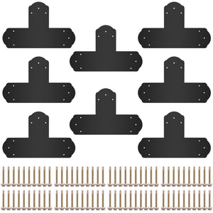T Mending Plate Set | 8-Piece 6" Black Steel Flat Connector for Post & Beam Joints