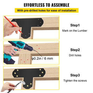 T Mending Plate Set | 8-Piece 6" Black Steel Flat Connector for Post & Beam Joints