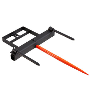 Hay Spear | 39" Bale Spike 726kg Load | Skid Steer Loader Tractor Attachment with 2x 17.5" Stabilizers & 60" Chain