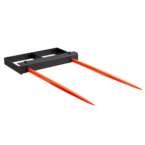 Hay Spear | 49" Bale Spike 1360kg Load | Skid Steer Tractor Bucket Attachment with 2x Stabilizers & 60" Chain