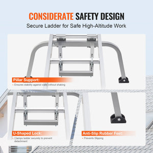 Ladder Stabilizer with Wing Span | Heavy Duty Steel Roof Hook Extension Ladder Support