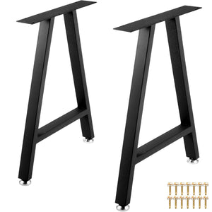 Metal Table Legs 28"x17.7" A-Frame | Heavy Duty Black Wrought Iron | Set of 2 with Floor Protectors