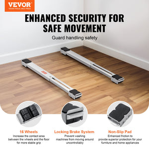 Appliance Rollers | 660lb Extendable Mobile Base Dolly | Washing Machine, Fridge & Furniture Movers – White