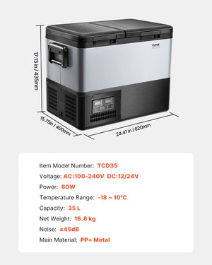 Car Refrigerator Freezer | 35L Portable Dual Zone Compressor Fridge