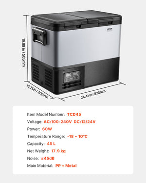 Car Refrigerator Freezer | 45L Portable Dual Zone Compressor Fridge
