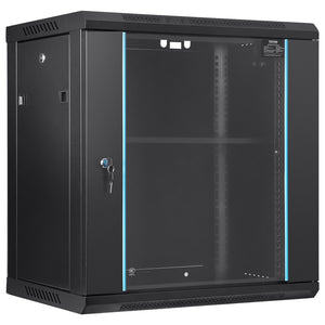 Wall Mount Server Cabinet 393.7mm Deep | Locking Glass Door | 90.72kg Capacity