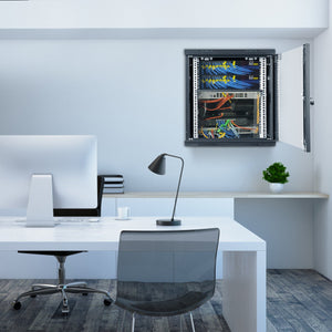 Wall Mount Server Cabinet 393.7mm Deep | Locking Glass Door | 90.72kg Capacity