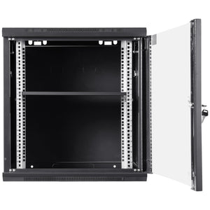 Wall Mount Server Cabinet 393.7mm Deep | Locking Glass Door | 90.72kg Capacity