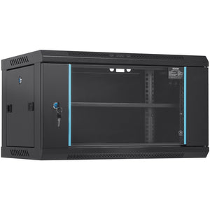 6U Wall Mount Network Cabinet 15.5" Deep | Locking Glass Door & Side Panels | 200lbs Capacity | For IT Equipment & AV Devices