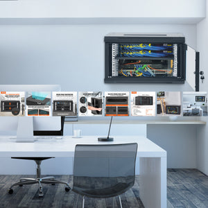 6U Wall Mount Network Cabinet 15.5" Deep | Locking Glass Door & Side Panels | 200lbs Capacity | For IT Equipment & AV Devices