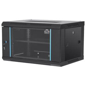 6U Wall Mount Network Cabinet 15.5" Deep | Locking Glass Door & Side Panels | 200lbs Capacity | For IT Equipment & AV Devices