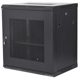 12U Wall Mount Network Cabinet 15.5" Deep | Locking Door & Side Panels | 200lbs Capacity | Rack for IT Equipment & AV Devices