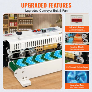 Continuous Band Sealer | Horizontal Bag Sealing Machine with Count Function