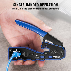 RJ45 Crimp Tool Kit | Ethernet Crimper with 20 Pass-Through Connectors | Wire Stripper & Tester Included