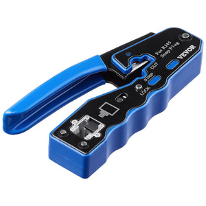 RJ45 Crimp Tool Kit | Ethernet Crimper with 20 Pass-Through Connectors | Wire Stripper & Tester Included